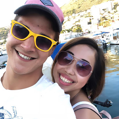 happy couple with chinese girl