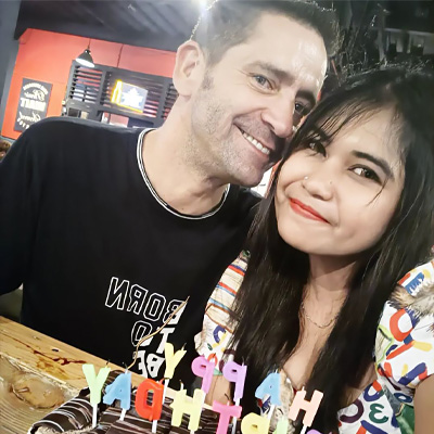 happy couple with chinese woman