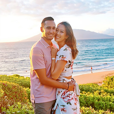 happy couple with japanese woman